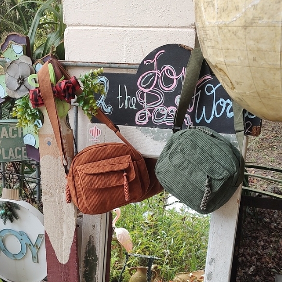 no brand Handbags - NWT Stylish Deep Green Corduroy Women's Bags